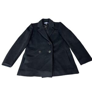 Ralph Lauren Coat Womens 6 Black Wool Peacoat Double Breasted Lined Classic